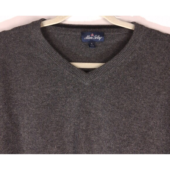 100% Cashmere Sweater Men's Allen Solly Size XL Gray V-neck - Picture 3 of 11